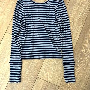Aerie Striped Long Sleeve Blue and White Tee